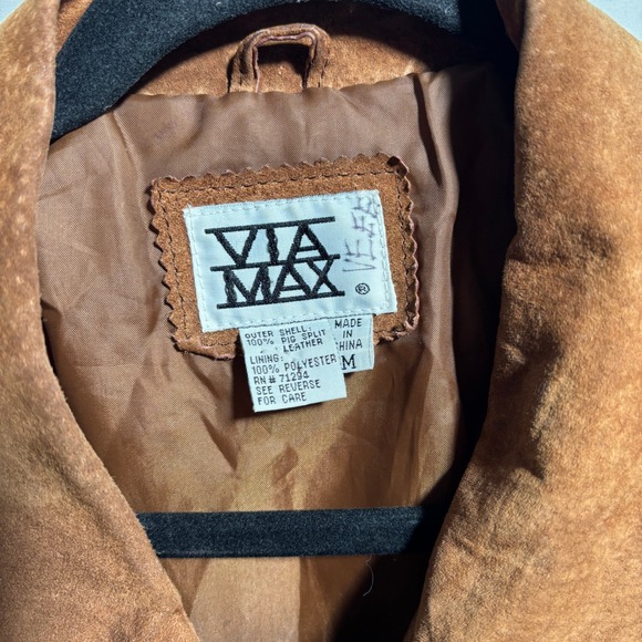 Vintage Via Max Mens Brown Suede Leather Jacket Coat Mens M Western Retro VTG ** - Picture 3 of 9